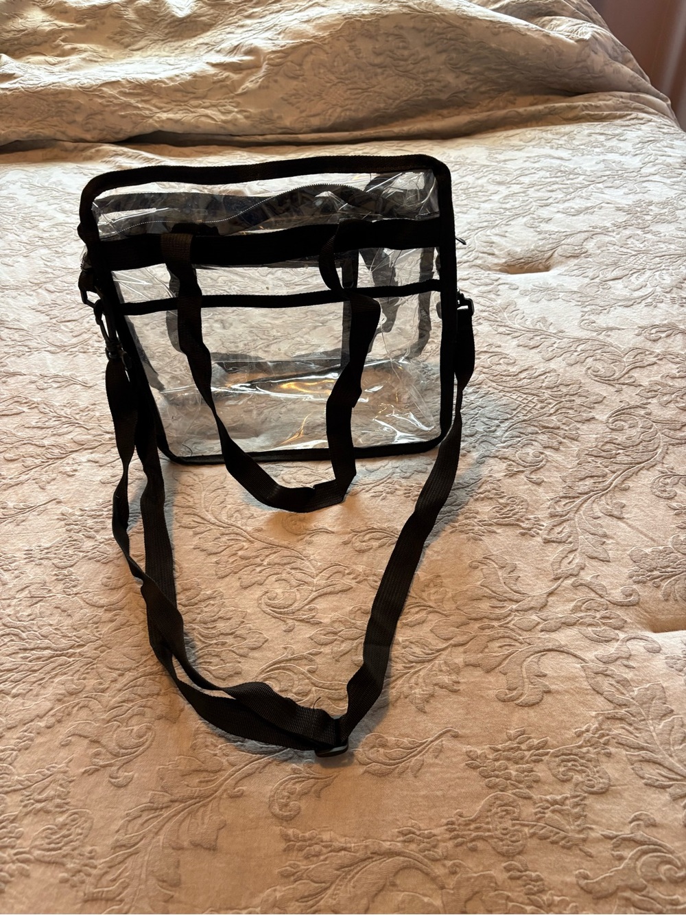 Concert Bag Clear Tote Bag with Black Trim and Adjustable Strap